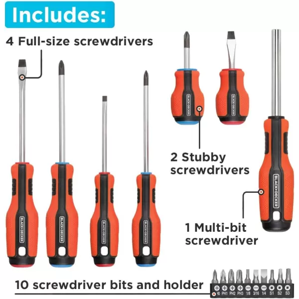 BLACK+DECKER Magnetic Screwdriver Set, 17-Piece 