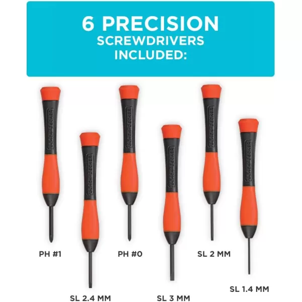 BLACK+DECKER Magnetic Screwdriver Set, Phillips, Flat Head, and Precision Screwdrivers, 12-Piece 