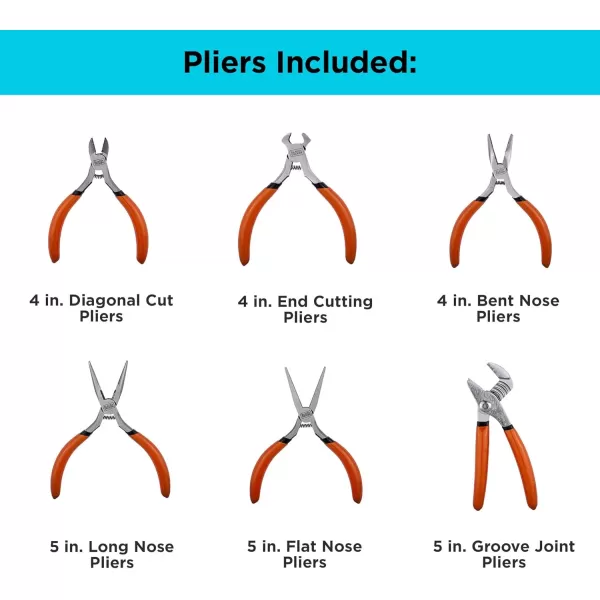 BLACK+DECKER Plier Set, Mini, 6-Piece, Easily Bend and Cut Wires 