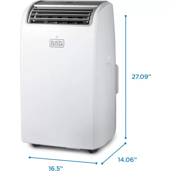 BLACK+DECKER Portable Air Conditioner with Heat, 10,200 BTU SACC/CEC  with 12,000 BTU Heating for Rooms Up To 700 Sq. Ft., Portable AC with Follow Me Remote Control, White