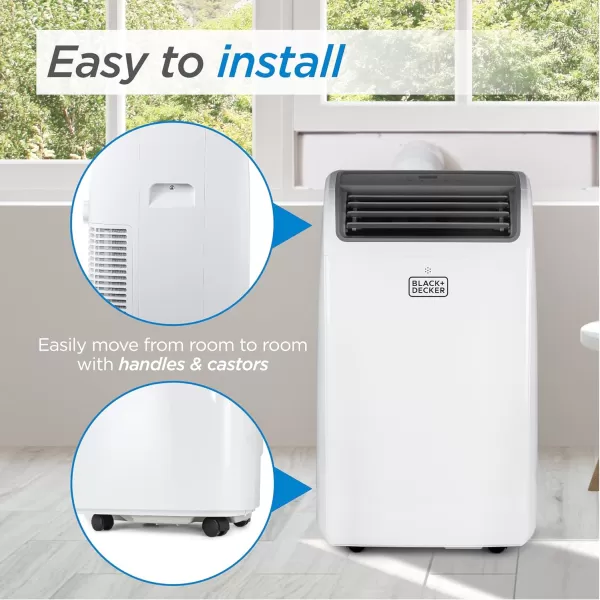 BLACK+DECKER Portable Air Conditioner with Heat, 10,200 BTU SACC/CEC  with 12,000 BTU Heating for Rooms Up To 700 Sq. Ft., Portable AC with Follow Me Remote Control, White