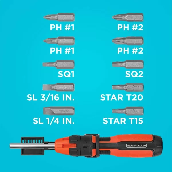 BLACK+DECKER Ratcheting Screwdriver, 10 Bit 