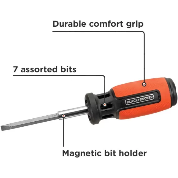 BLACK+DECKER Screwdriver, Push and Pick, 7 Bit 