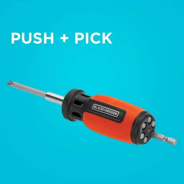 BLACK+DECKER Screwdriver, Push and Pick, 7 Bit 