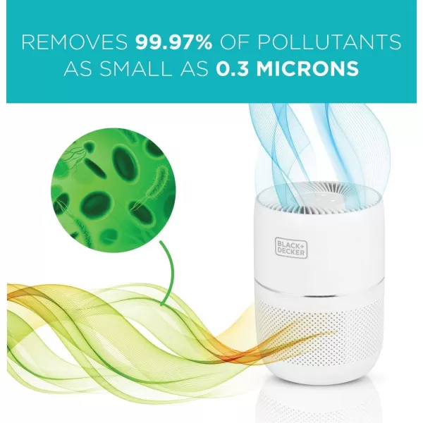 BLACK+DECKER Tabletop Air Purifier - 3-Stage Filtration System - HEPA Air Purifiers for Home -With Indicator Lights