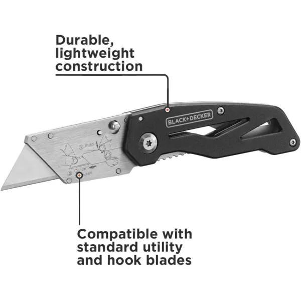 BLACK+DECKER Utility Knife, Folding, 2 Pack 