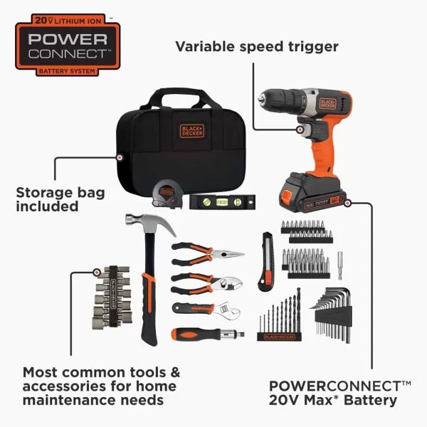 beyond by BLACK+DECKER Home Tool Kit with 20V MAX Drill/Driver, 83-Piece , BDPK70284C1AEV