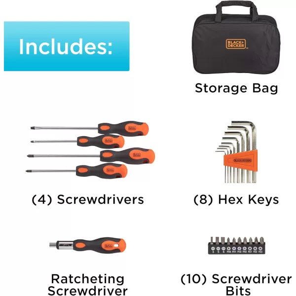beyond by BLACK+DECKER Screwdriver Set with Storage Bag, Magnetic Tip, 23-Piece 
