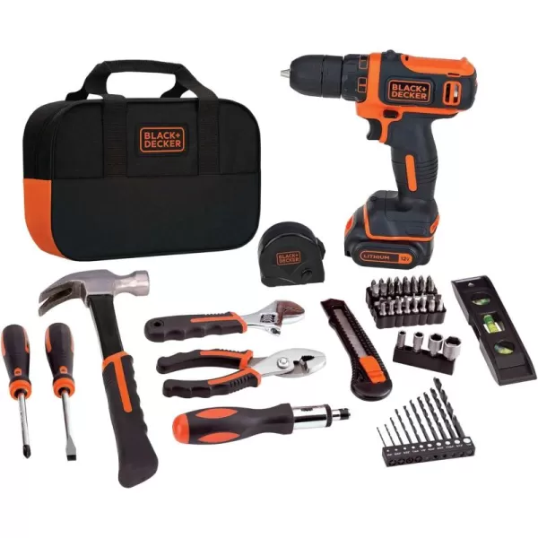 BLACK+DECKER 12V MAX Drill &amp; Home Tool Kit, 60-Piece 