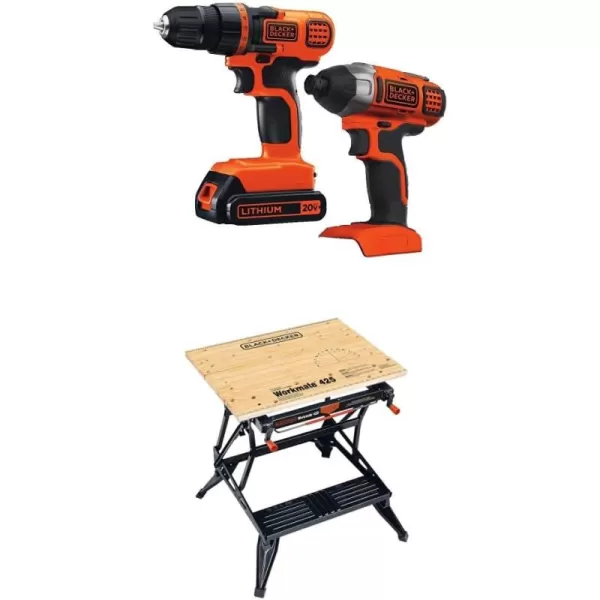 BLACK+DECKER 20V MAX Cordless Drill and Impact Driver, Power Tool Combo Kit with Battery and Charger 