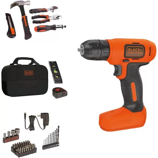 BLACK+DECKER 8V Drill &amp; Home Tool Kit, 57 Piece 