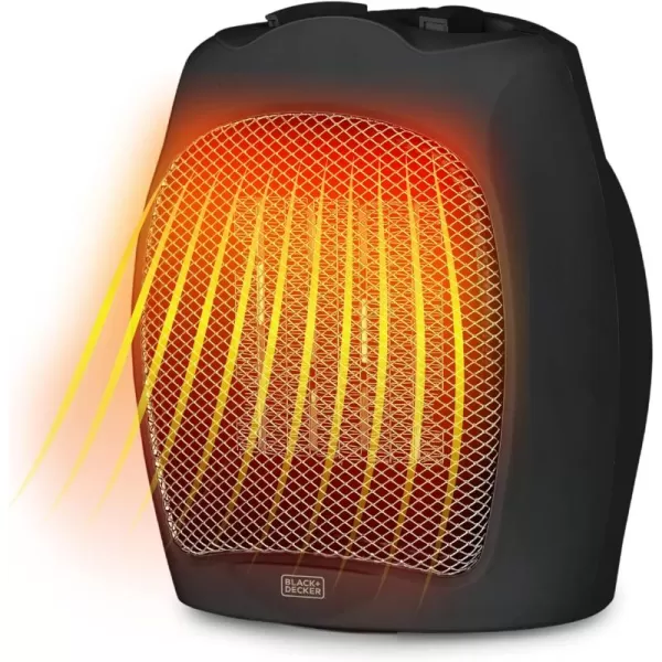 BLACK+DECKER Electric Heater, Portable Heater with 3 Settings, Ceramic Heater for Office, Home or Bedroom, Space Heater with Adjustable Thermostat Control, Black