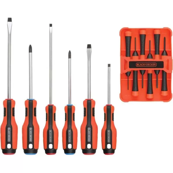 BLACK+DECKER Magnetic Screwdriver Set, Phillips, Flat Head, and Precision Screwdrivers, 12-Piece 