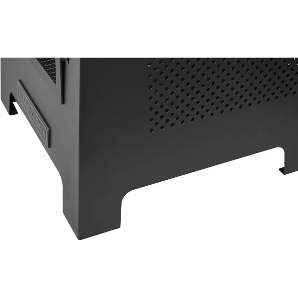 BLACK + DECKER Steel Woodburning Pyramid Chiminea Outdoor Fireplace Hinged mesh Screen Panel Doors Black Powder Coated Steel fire Pit Over 4 ft Tall Includes Poker