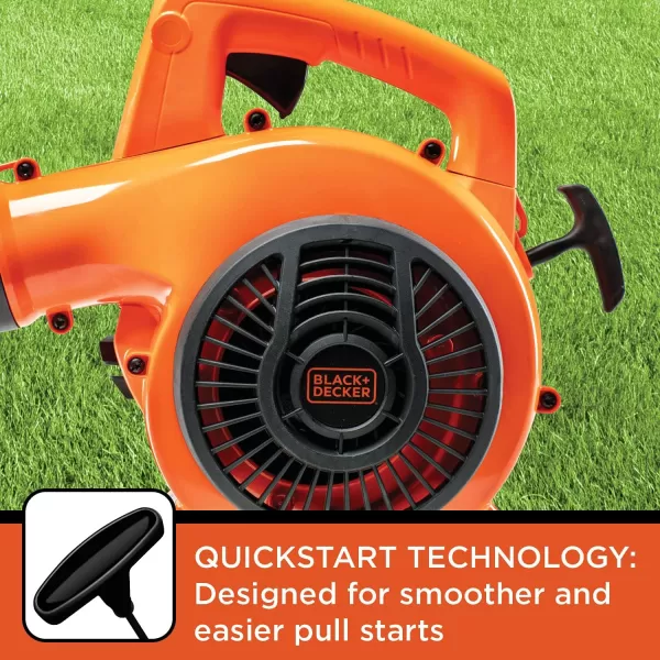 BLACK+DECKER Gas Powered Leaf Blower, Handheld Gas Blower, 180MPH, 25cc, 2-Cycle 