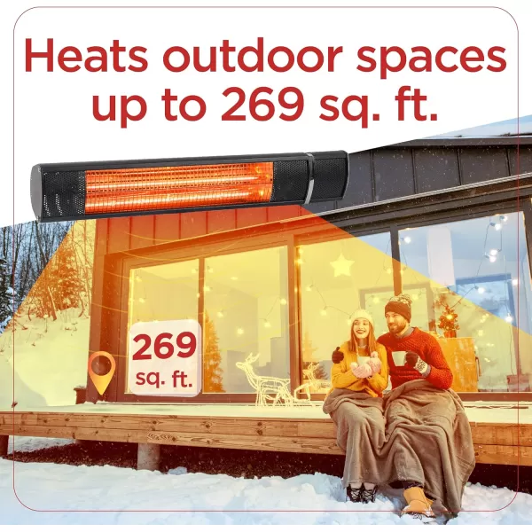 BLACK+DECKER Patio Floor Electric Heater, Patio Heater Stand for Outdoors with 3 Heat Settings