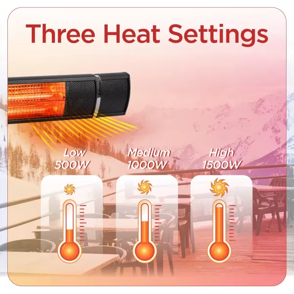 BLACK+DECKER Patio Floor Electric Heater, Patio Heater Stand for Outdoors with 3 Heat Settings