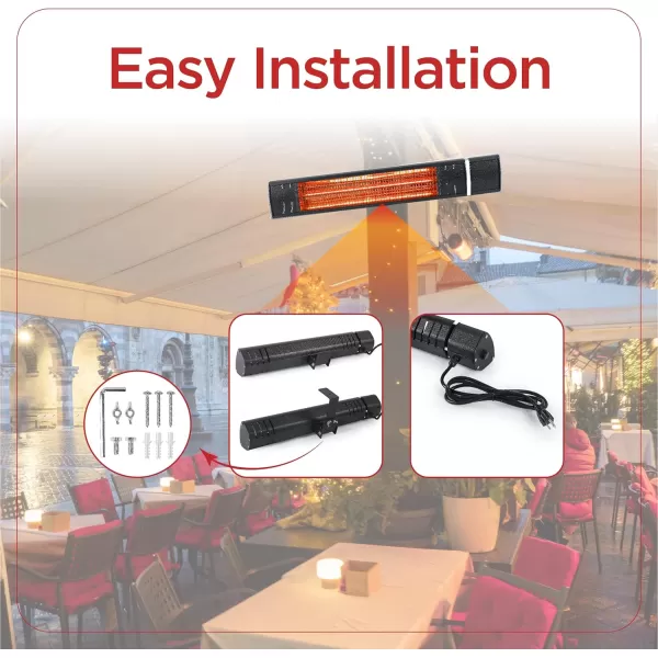 BLACK+DECKER Patio Floor Electric Heater, Patio Heater Stand for Outdoors with 3 Heat Settings