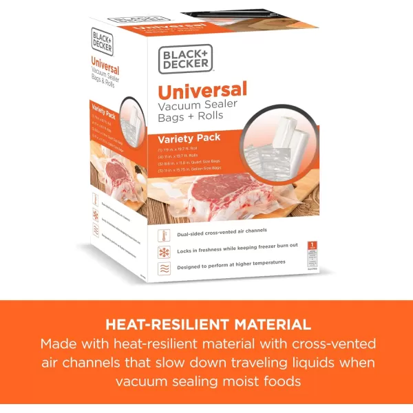 Black + Decker BDVPRB Universal Vacuum Sealer Bags and Rolls Variety Pack