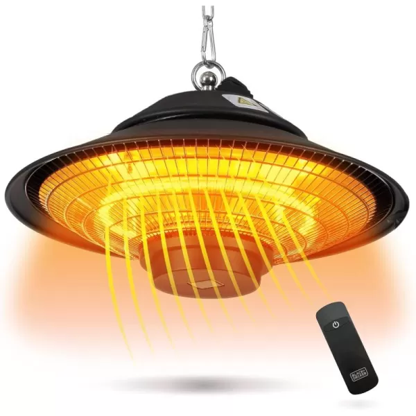 BLACK+DECKER Patio Floor Electric Heater, Patio Heater Stand for Outdoors with 3 Heat Settings