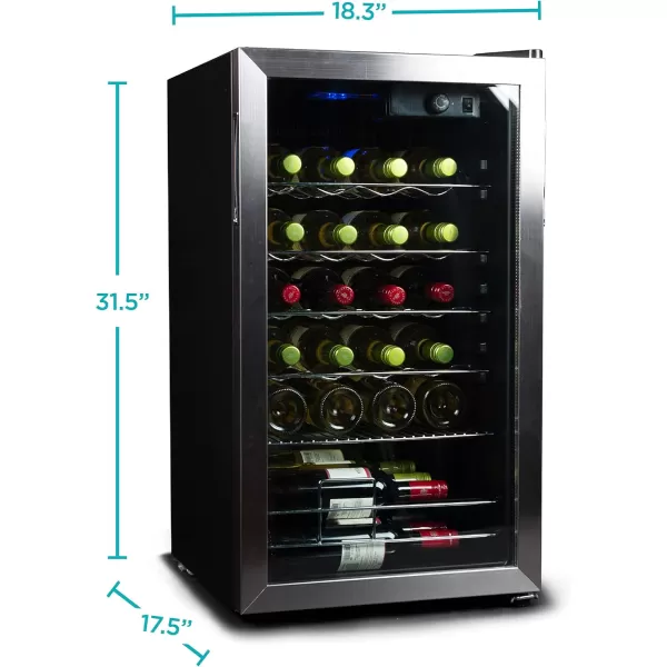 BLACK+DECKER 26 Bottle Wine Fridge with Interior Light and Mechanical Temperature Control, Compressor Cooling Wine Cooler Refrigerator with 4 Wine Racks and 1 Flat Shelf,Fridge with Bottom Compartment