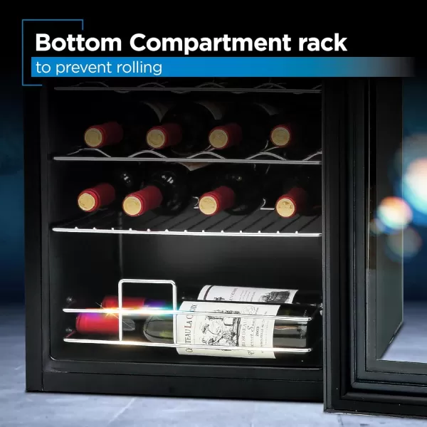 BLACK+DECKER 26 Bottle Wine Fridge with Interior Light and Mechanical Temperature Control, Compressor Cooling Wine Cooler Refrigerator with 4 Wine Racks and 1 Flat Shelf,Fridge with Bottom Compartment