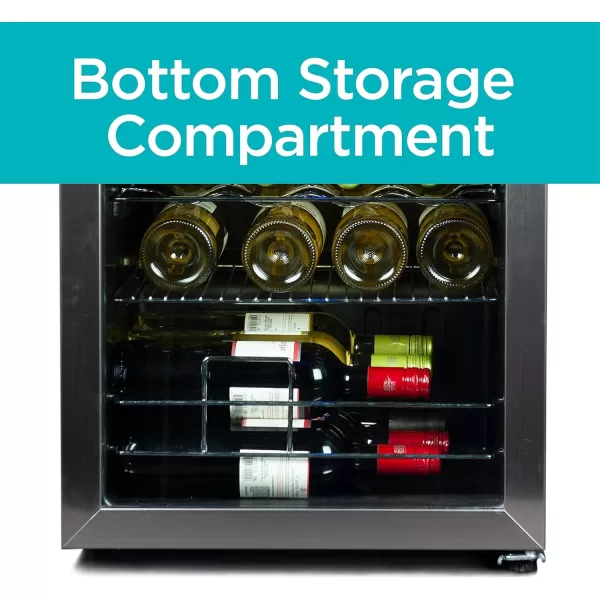 BLACK+DECKER 26 Bottle Wine Fridge with Interior Light and Mechanical Temperature Control, Compressor Cooling Wine Cooler Refrigerator with 4 Wine Racks and 1 Flat Shelf,Fridge with Bottom Compartment