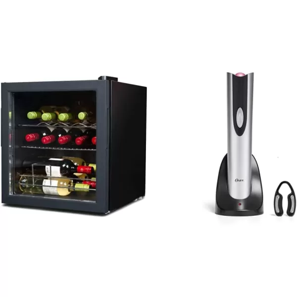 BLACK+DECKER 26 Bottle Wine Fridge with Interior Light and Mechanical Temperature Control, Compressor Cooling Wine Cooler Refrigerator with 4 Wine Racks and 1 Flat Shelf,Fridge with Bottom Compartment