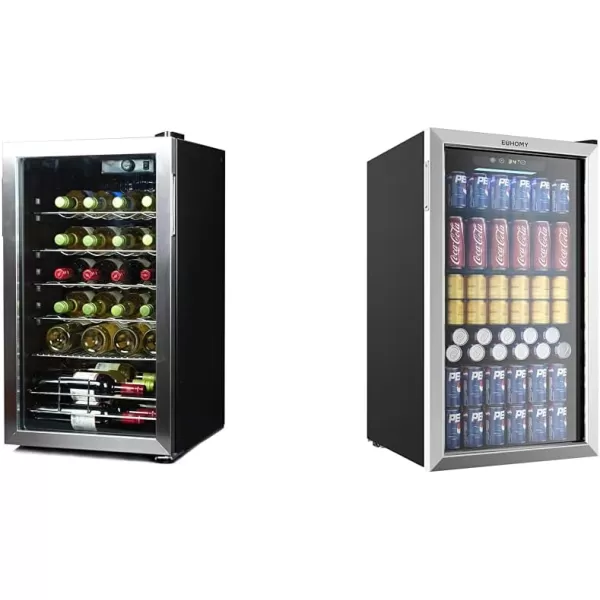 BLACK+DECKER 26 Bottle Wine Fridge with Interior Light and Mechanical Temperature Control, Compressor Cooling Wine Cooler Refrigerator with 4 Wine Racks and 1 Flat Shelf,Fridge with Bottom Compartment