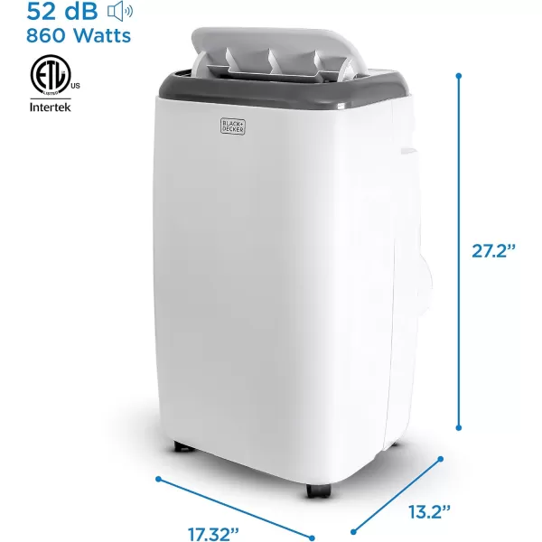 BLACK+DECKER 8,000 BTU Portable Air Conditioner with Remote Control, White