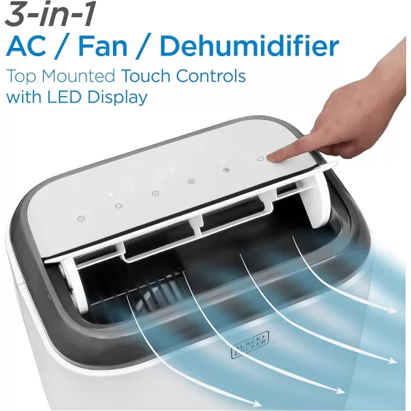 BLACK+DECKER 8,000 BTU Portable Air Conditioner with Remote Control, White