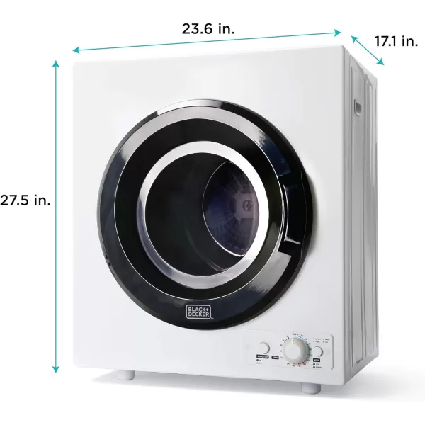 BLACK+DECKER BCED37 Compact Dryer for Standard Wall Outlet, Small, 4 Modes, Load Volume 13.2 lbs., White