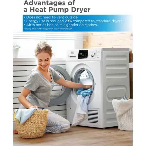 BLACK+DECKER BCED37 Compact Dryer for Standard Wall Outlet, Small, 4 Modes, Load Volume 13.2 lbs., White