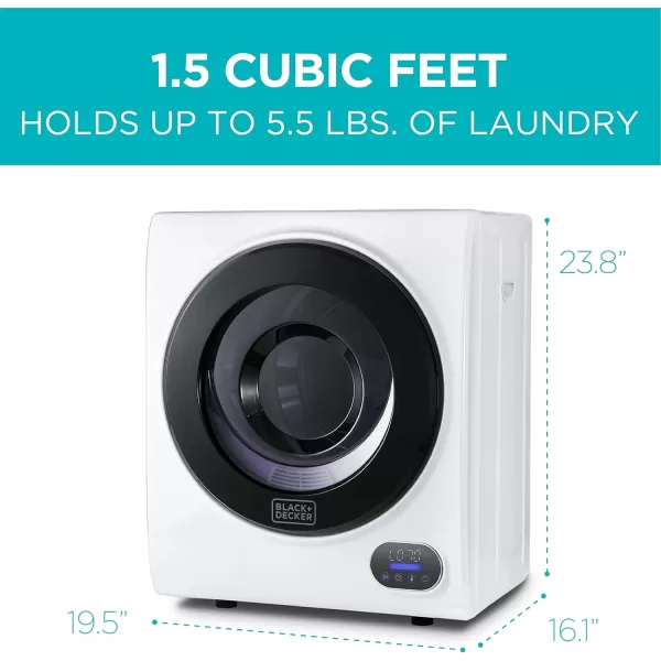 BLACK+DECKER BCED37 Compact Dryer for Standard Wall Outlet, Small, 4 Modes, Load Volume 13.2 lbs., White