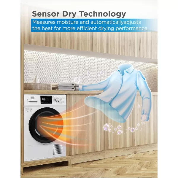 BLACK+DECKER BCED37 Compact Dryer for Standard Wall Outlet, Small, 4 Modes, Load Volume 13.2 lbs., White