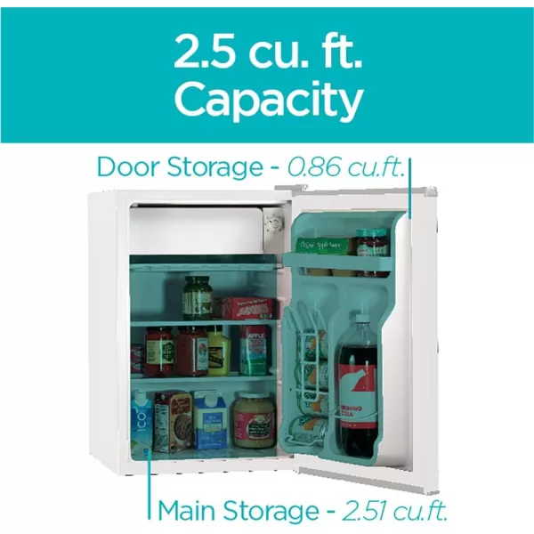 BLACK+DECKER BCRK25W Compact Refrigerator Energy Star Single Door Mini Fridge with Freezer, 2.5 Cubic Ft., White