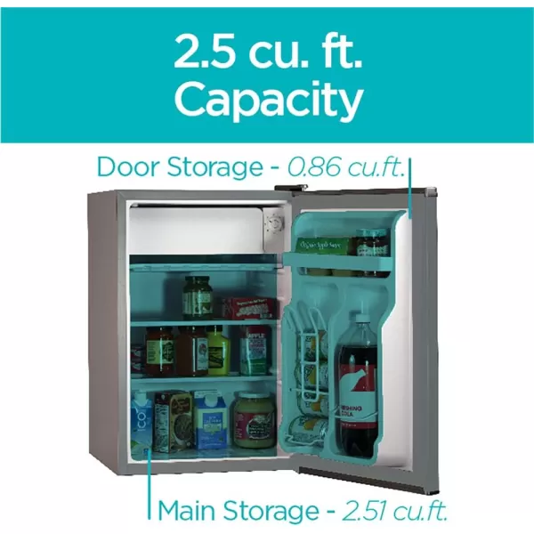 BLACK+DECKER BCRK25W Compact Refrigerator Energy Star Single Door Mini Fridge with Freezer, 2.5 Cubic Ft., White