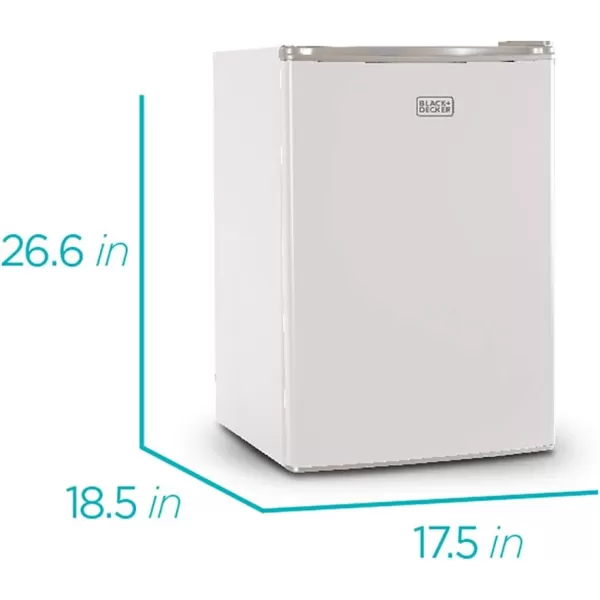 BLACK+DECKER BCRK25W Compact Refrigerator Energy Star Single Door Mini Fridge with Freezer, 2.5 Cubic Ft., White