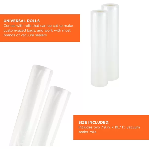 BLACK+DECKER BD820R 8-Inch x 20-Foot Vacuum Sealer Rolls, 2 Pack