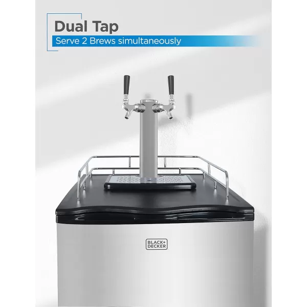 BLACK+DECKER Beer Kegerator, 6.1 Cu. Ft. Extra Large Capacity Draft Beer Machine for Home with Double Tap &amp; 2-Shelf Fridge