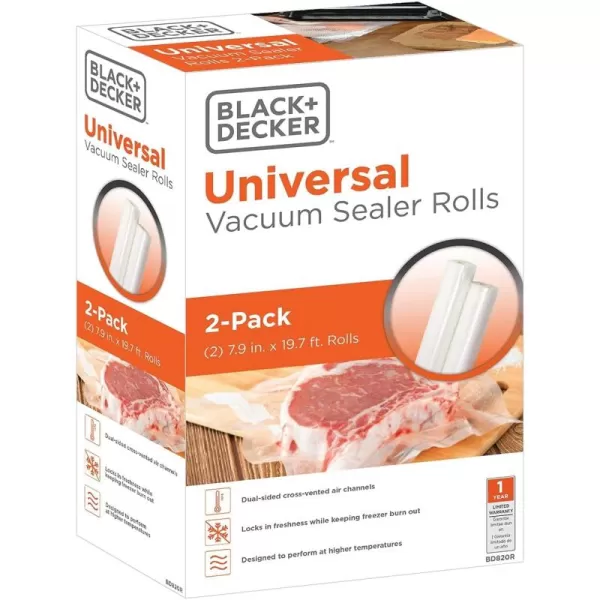 BLACK+DECKER BD820R 8-Inch x 20-Foot Vacuum Sealer Rolls, 2 Pack