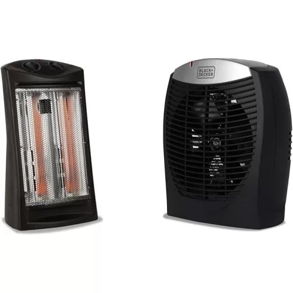BLACK+DECKER Infrared Radiant Quartz Tower Heater, 1500W Space Heater with Adjustable Thermostat, Portable Heater with 2 Settings, Personal Heater for Home and Office, BHTI06, Black