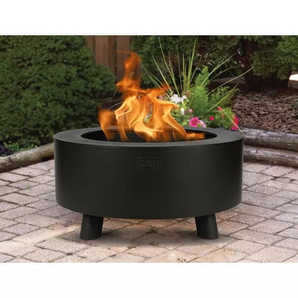 BLACK + DECKER 34" D Smokeless Wood Burning Steel Fire Pit Black Powder Coated Steel Fire Bowl Includes Poker