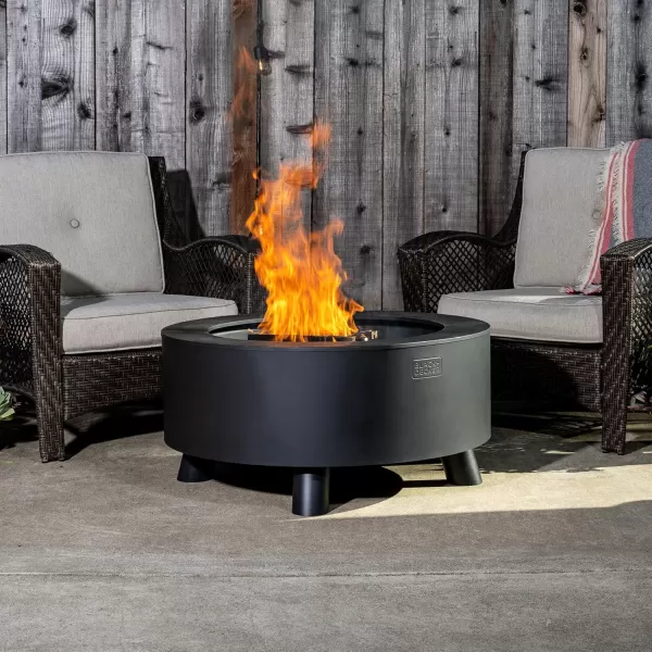 BLACK + DECKER 34" D Smokeless Wood Burning Steel Fire Pit Black Powder Coated Steel Fire Bowl Includes Poker