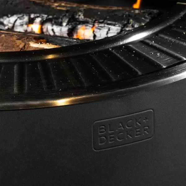 BLACK + DECKER 34" D Smokeless Wood Burning Steel Fire Pit with Grill &amp; Searing Plate Black Powder Coated Steel Outdoor Firebowl Includes Detachable Grill &amp; Poker Backyard Grilling &amp; Camping Fire Pit