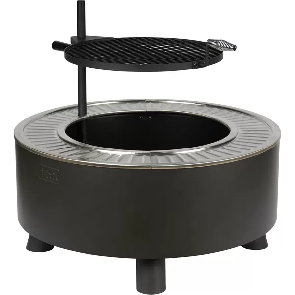 BLACK + DECKER 34" D Smokeless Wood Burning Steel Fire Pit with Grill &amp; Searing Plate Black Powder Coated Steel Outdoor Firebowl Includes Detachable Grill &amp; Poker Backyard Grilling &amp; Camping Fire Pit