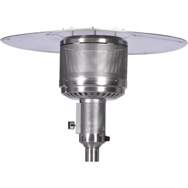 BLACK + DECKER High Efficiency 60,000 BTUs Gas Patio Heater with wheels Commercial and Residential Outdoor Heat - Stainless Steel