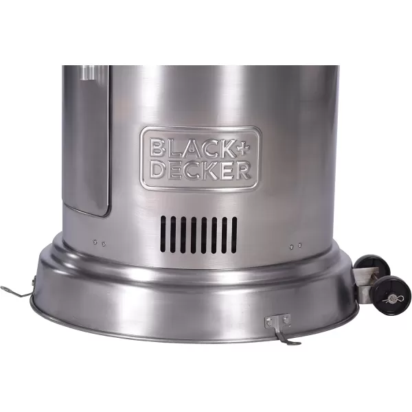 BLACK + DECKER High Efficiency 60,000 BTUs Gas Patio Heater with wheels Commercial and Residential Outdoor Heat - Stainless Steel