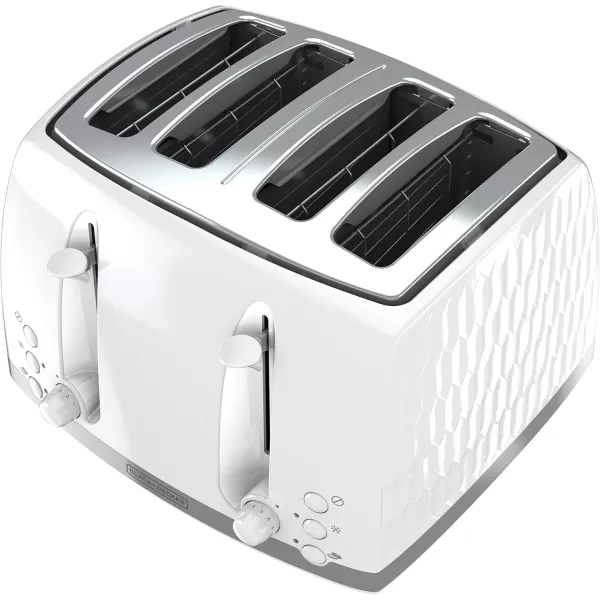 BLACK+DECKER Honeycomb Collection 4-Slice Toaster with Premium Textured Finish, TR1450WD, White