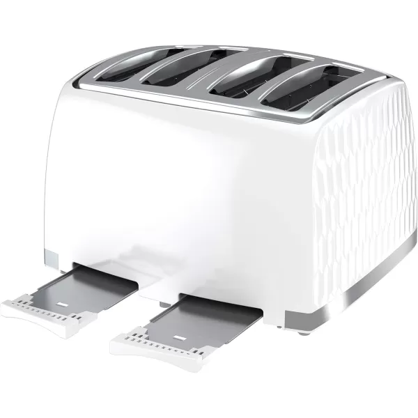 BLACK+DECKER Honeycomb Collection 4-Slice Toaster with Premium Textured Finish, TR1450WD, White